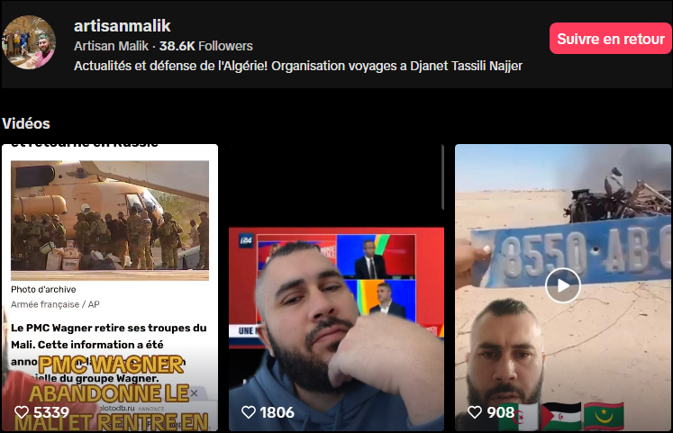 Le compte TikTok de Malik Ayad alias "Artisan Malik"